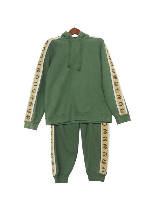 Gucci Other - ★SOLD★ Gucci Set GG Logo Hooded Hoodie Jersey Sweatshirt Logo Track Pants Green